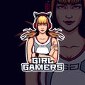 Illustration of Digital Girl Gamers Vector Mascot